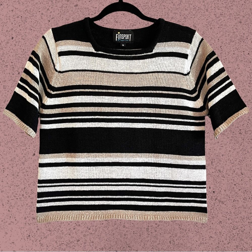90s vintage short sleeve knit striped sweater